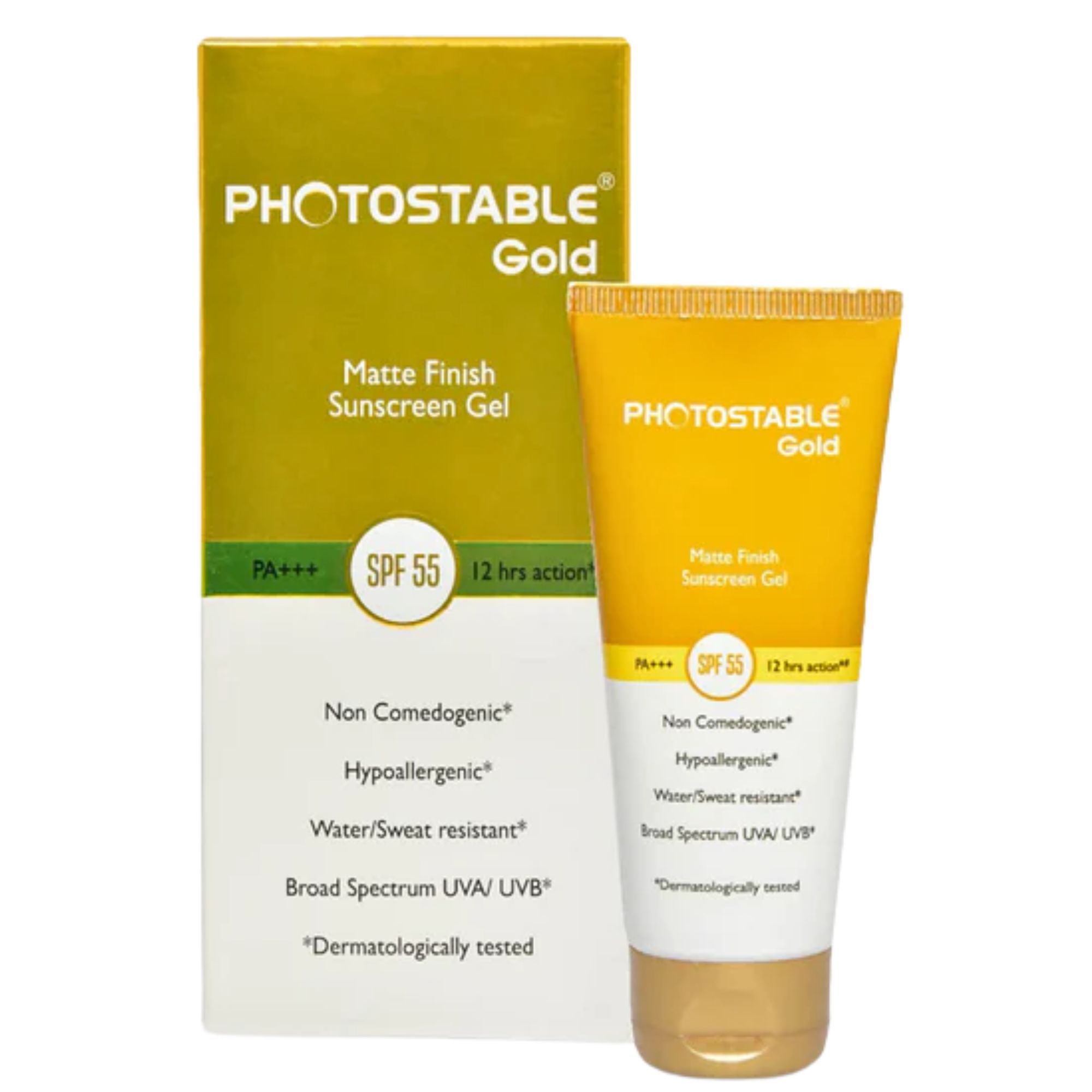 Photostable Gold Matte Finish Sunscreen Gel SPF 55